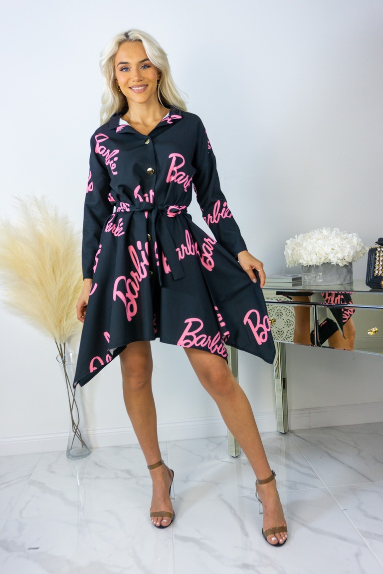 Must BARBIE asümmeetriline taskutega shirt-dress