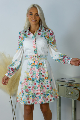 Valge lillelise mustriga shirt-dress