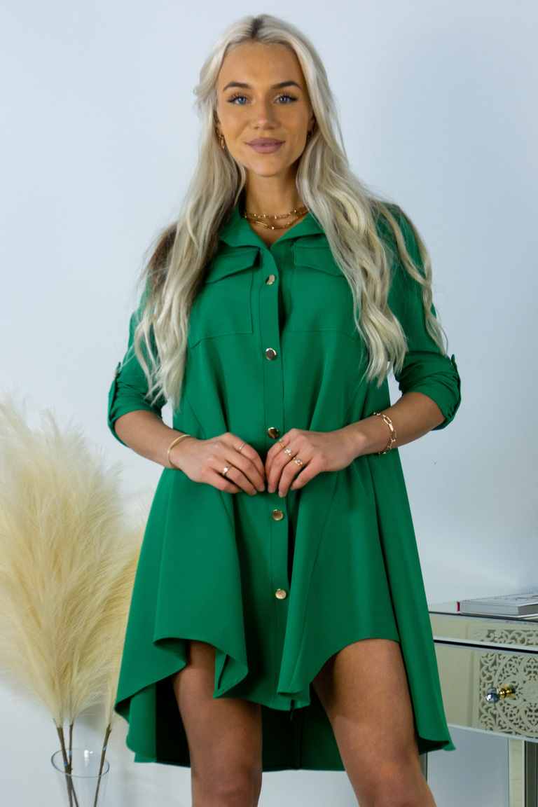 Roheline a-lõikeline särk-kleit