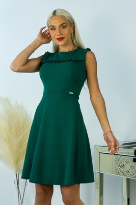 Roheline volangrinnaga A-lõikeline kleit 