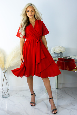 Punane sädelev liblikavarrrukatega kleit Paris
