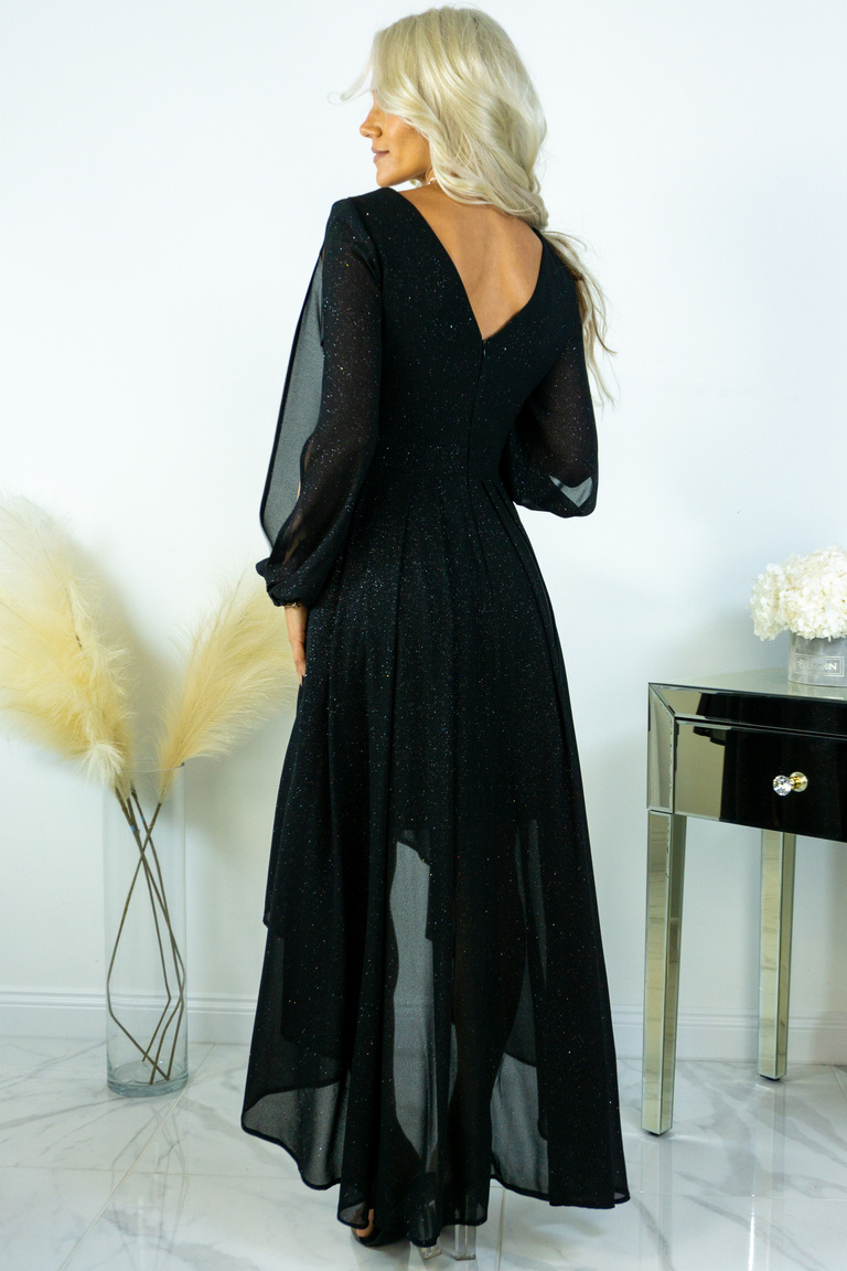Must lõhikvarrukatega asümmeetriline kleit Mira