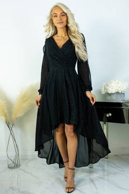 Must lõhikvarrukatega asümmeetriline kleit Mira