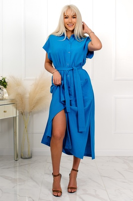 Sinine linasest kangast shirt-dress