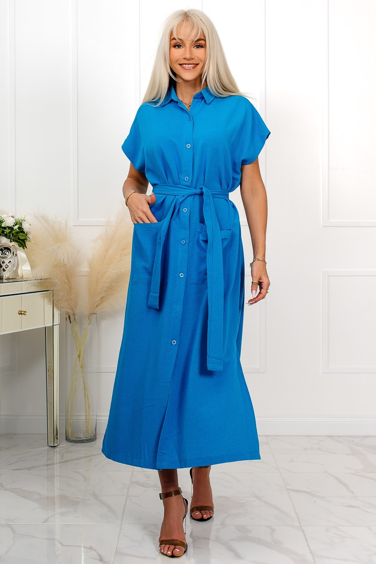 Sinine linasest kangast shirt-dress