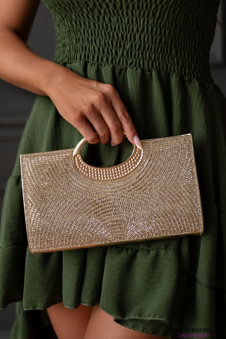 Kuldne auksangaga clutch kott