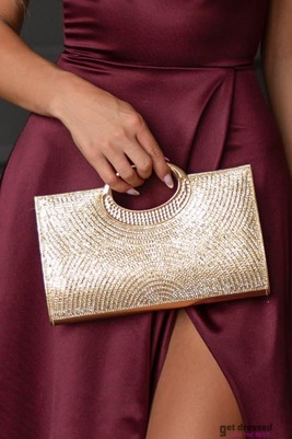 Kuldne auksangaga clutch kott