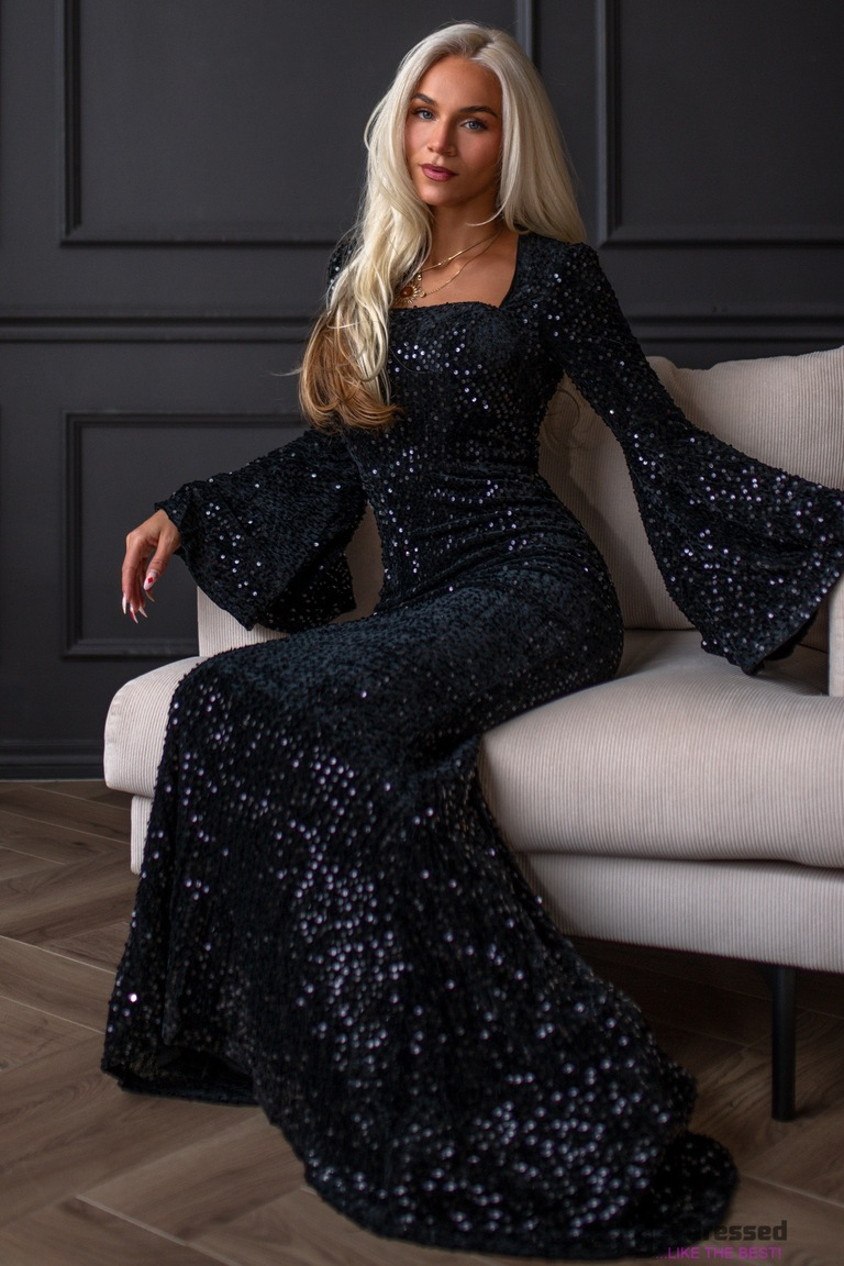 Black sequin maxi dress Marthe