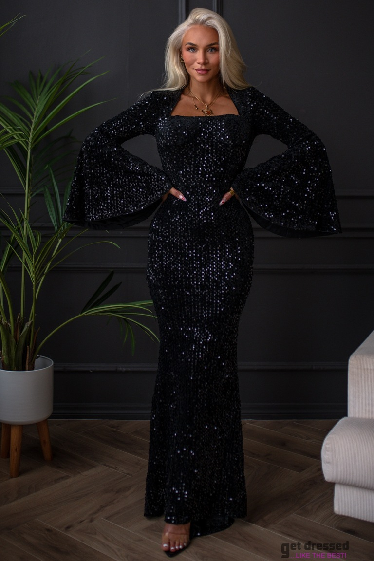 Black sequin maxi dress Marthe