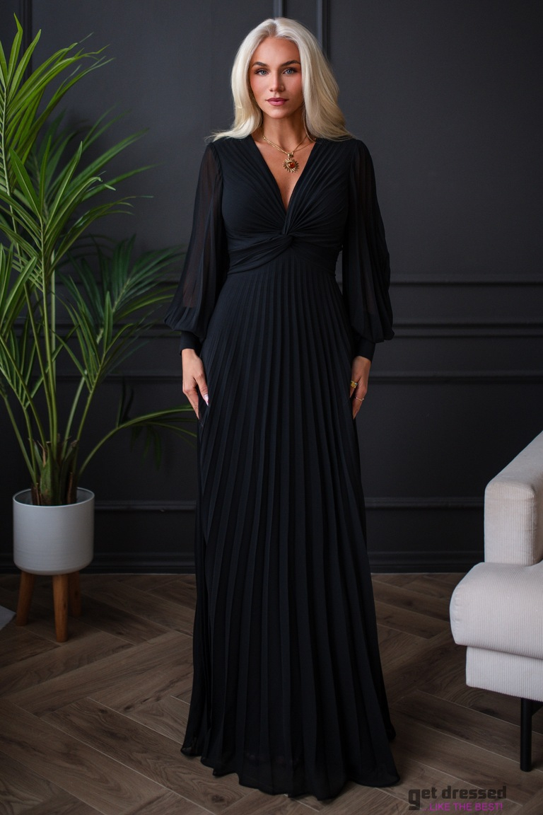 Black pleated maxi dress Linda