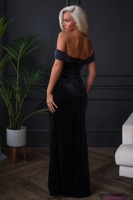Black velvet evening dress Loretta