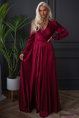 Tumepunane satiinist maksikleit Anzela