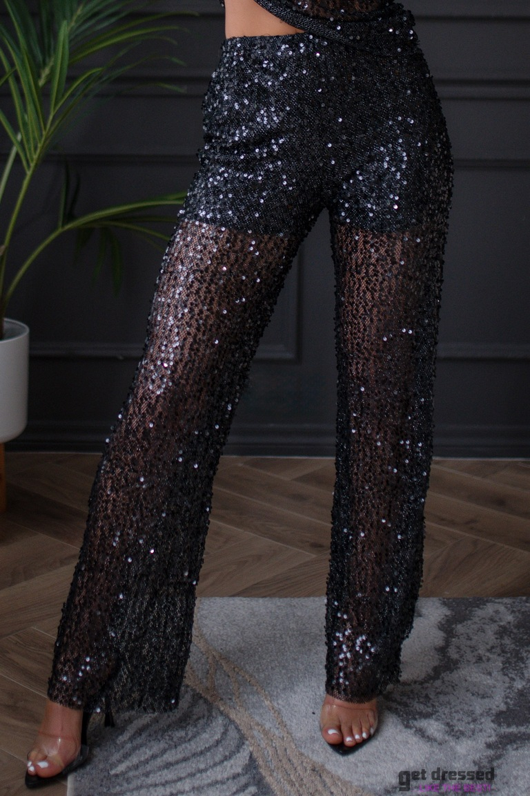 Black sequin trousers