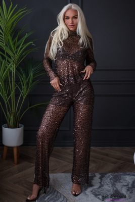 Brown sequin trousers