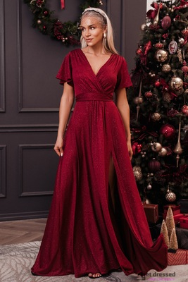 Tumepunane sädelev maksikleit Bella