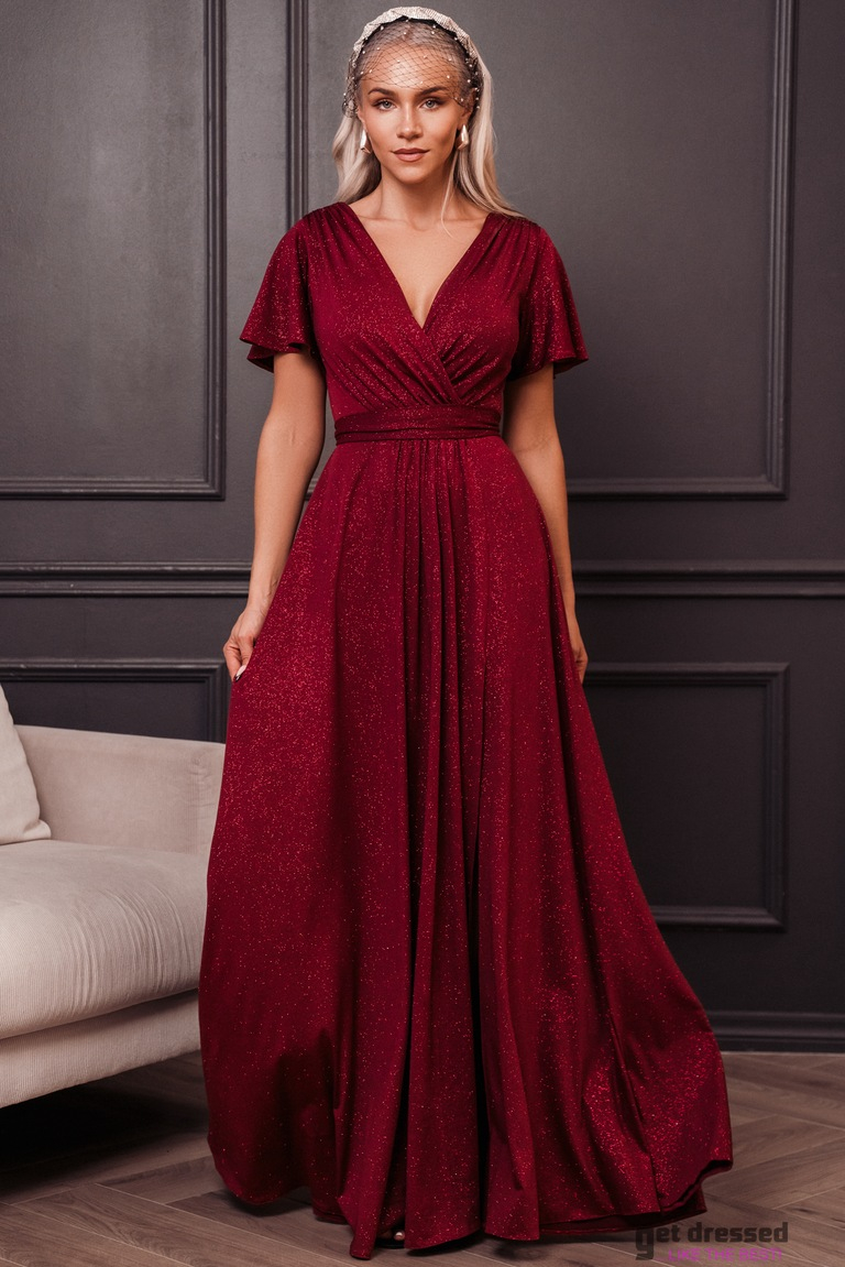 Tumepunane sädelev maksikleit Bella