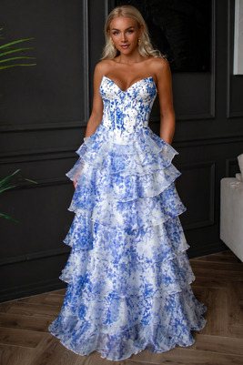 Maksikleit Kristel – Lilleline Sinine/Valge