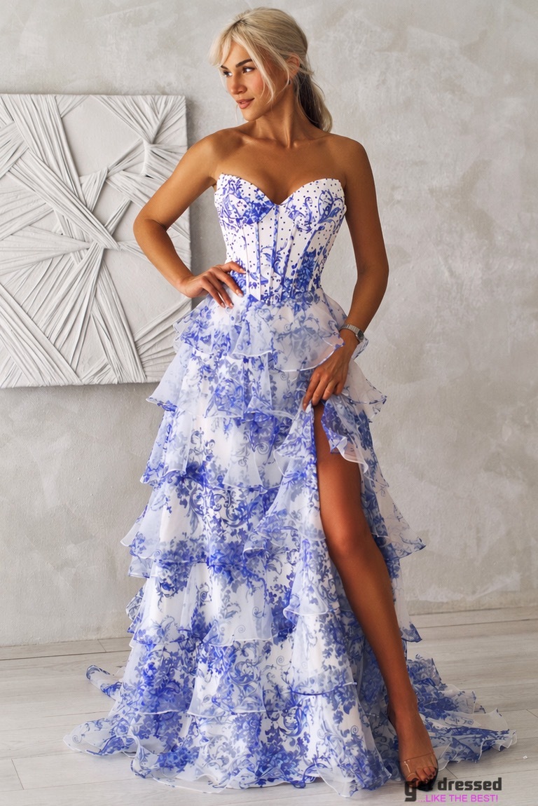 Maksikleit Kristel – Lilleline Sinine/Valge