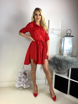 Punane A-lõikeline shirt-dress