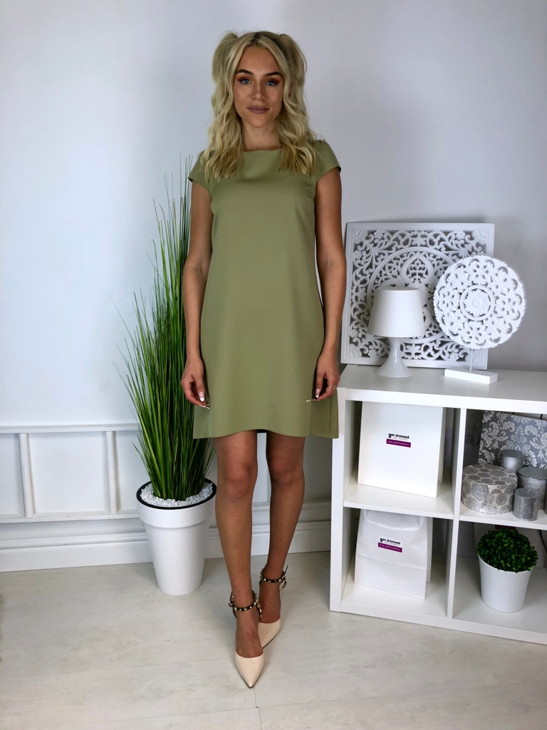 Oliiviroheline A-lõikeline kvaliteetne kleit