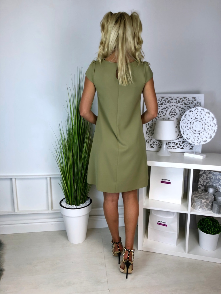 Oliiviroheline A-lõikeline kvaliteetne kleit