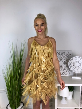 Kuldne narmastega kleit 