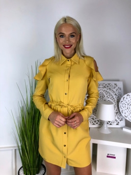 Sinepikollane avatud õlgadega shirt-dress