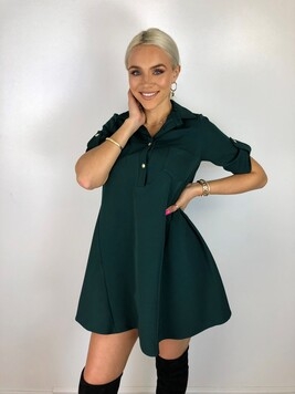 Tumeroheline vööga shirt-dress