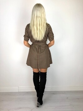 Pruun ruudulise mustriga shirt-dress