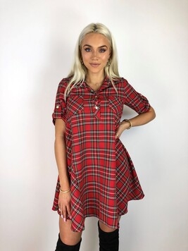 Punaseruuduline shirt-dress