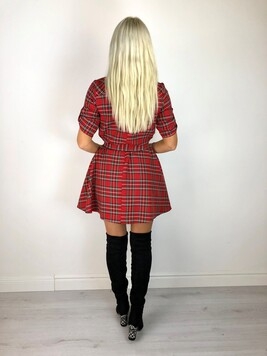 Punaseruuduline shirt-dress