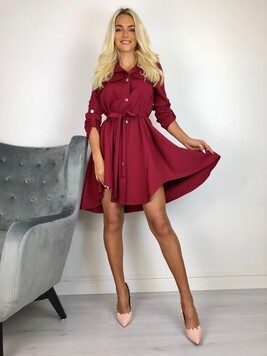 Vaarikapunane a-lõikeline shirt-dress