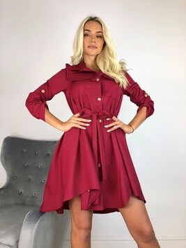 Vaarikapunane a-lõikeline shirt-dress