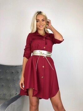 Vaarikapunane a-lõikeline shirt-dress