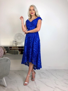 Sinine asümmetriline tikandiga kleit Lisanna