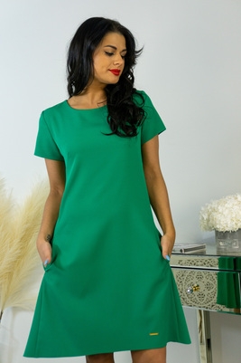 Roheline asümmeetriline a-lõikeline kleit 